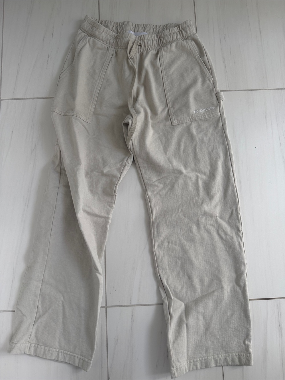 TALENTLESS Beige Drawstring Casual Joggers